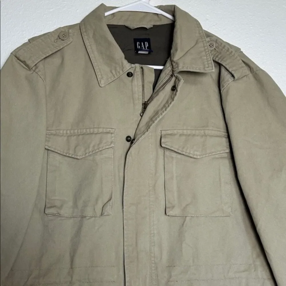Gap Utility Military Canvas Jacket Boys Youth XXL Pockets Collard Khaki Lined